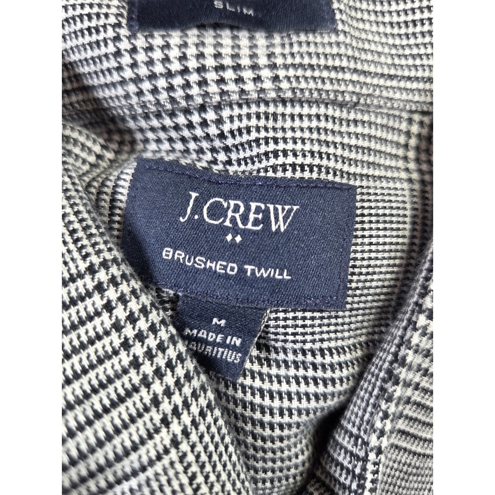 J.Crew Brushed Twill Glen Plaid Button Down Shirt Mens Medium Gray Cotton - Picture 4 of 9